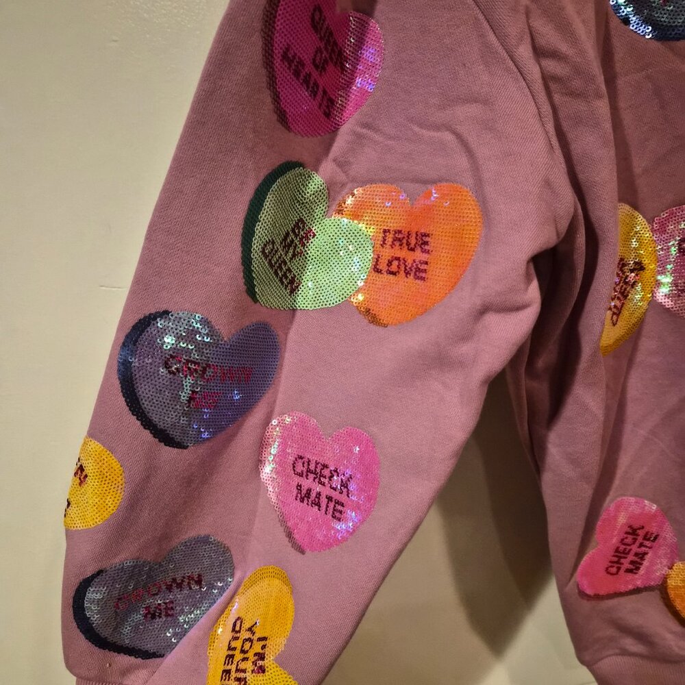 Queen of Sparkles Sequin Conversation Heart Sweatshirt - Picture 7 of 8